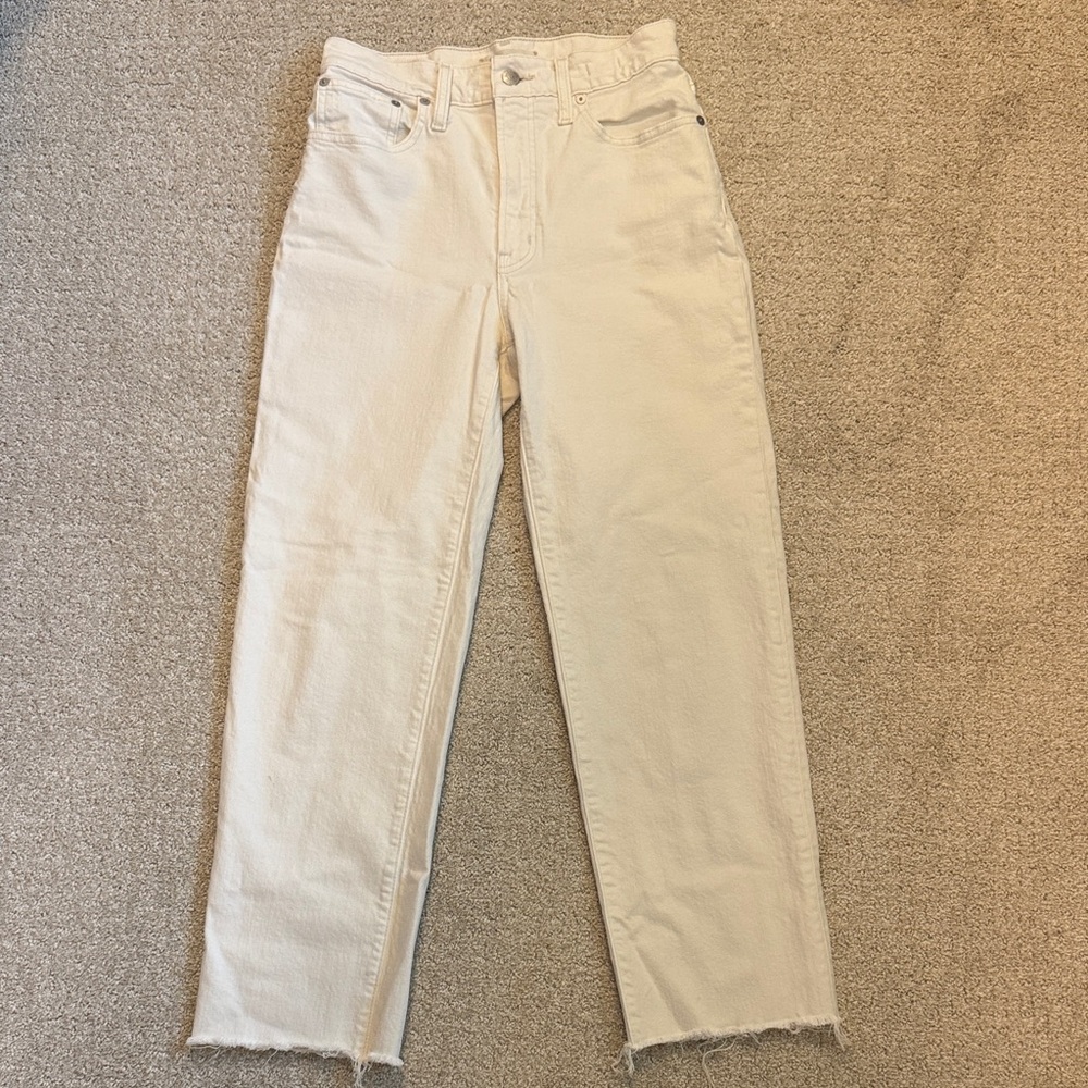 Madewell, Perfect Vintage High-Rise Straight Leg Womens Jeans - Cream. Size 24
